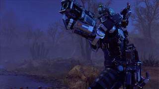 Robot monitor night river forest - a robot holding free wallpaper for desktop