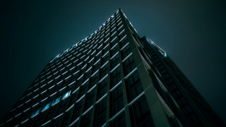 Tall clock tower night sky - brutalism free wallpaper