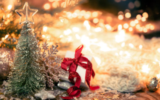 Christmas tree gift box lights - the background and a star free wallpaper