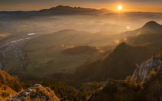 Valley sunset river mountains coast - a view of a valley free wallpaper for desktop