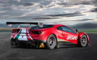 Red sports car green white 2 - stripe free wallpaper for desktop