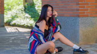 Woman towel phone beach fence - a towel free wallpaper