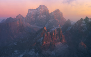 Mountain range pink sky castle - a pink sky free wallpaper