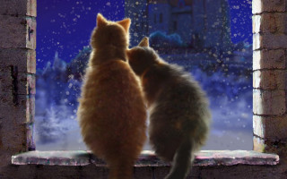 Cats window castle snow night - brian and wendy froud free wallpaper for desktop