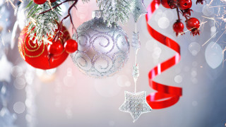 Christmas tree ornaments ribbon star - ornamental free wallpaper for desktop