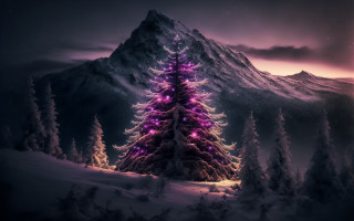 Christmas tree snow mountains purple - filip hodas free wallpaper for desktop