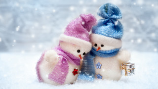 Snowmen gift box winter snowflakes - a gift free wallpaper