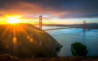 Sunset golden gate bridge hills - a sunset view free wallpaper