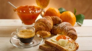Bread coffee oranges jam stilllife - delaunay free wallpaper for desktop