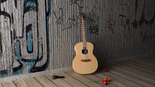 Guitar flower graffiti 3d render - artist free wallpaper for desktop