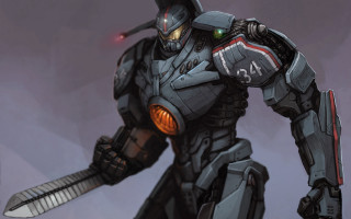 Robot sword helmet mecha glowing - his hand and a helmet free wallpaper