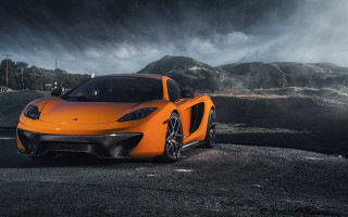Orange sports car mountain night - orange sports car free wallpaper