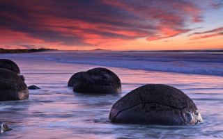 Sunset ocean rocks pink sky 2 - douglas robertson bisset free wallpaper