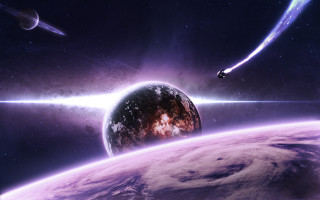 Space astronaut moon stars aurora - a space scene free wallpaper for desktop