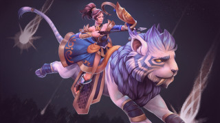 Woman white lion sword star - a white lion free wallpaper