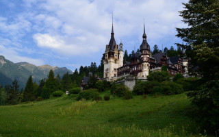 Castle hill forest lake mountains - a grassy field below free wallpaper for desktop