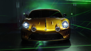 Gold sports car green lasers - headlight free wallpaper for desktop