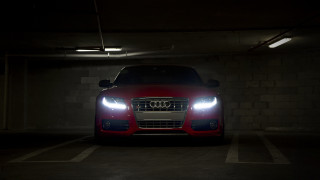 Red car dark parking headlights - its headlight free wallpaper