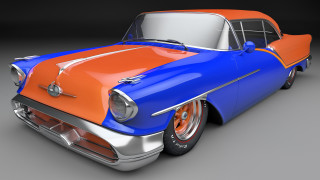 Red top blue fins 3d - a car free wallpaper