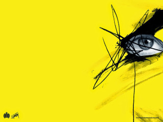 Woman face yellow background black - the left side of the image free wallpaper for desktop