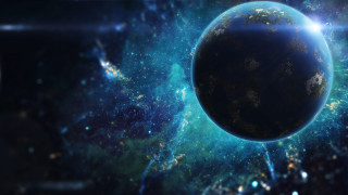 Blue planet starfield light aurora - a blue planet free wallpaper