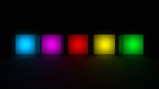Colored lights holography raytraced moon - volumetric lighting free wallpaper for desktop