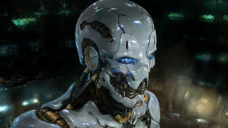 Robot blue eyes white body - a white body free wallpaper