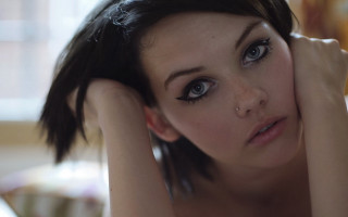 Woman short black hair blue - christabel dennison free wallpaper