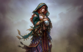 Woman bird foggy sky fantasy - chris rahn free wallpaper