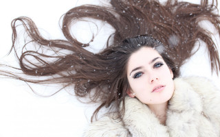 Woman long hair snow fur - claire falkenstein free wallpaper