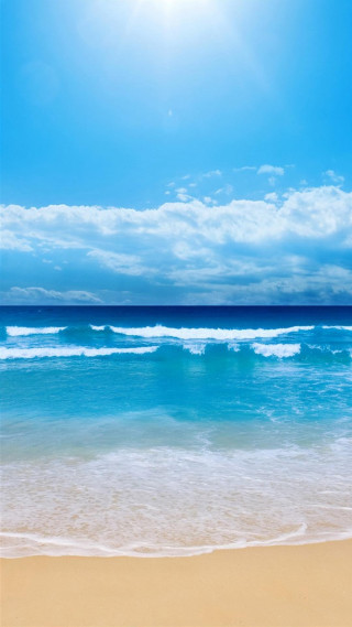 Beach blue sky white clouds 4 - free beach wallpaper for mobile