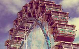 Ferris wheel clouds sky cityscape - a ferris wheel free wallpaper