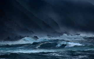 Stormy ocean lighthouse rough waves - stormy weather free wallpaper