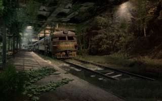 Train station overgrown matte painting - the train free wallpaper