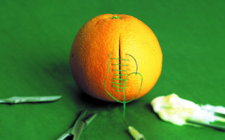Orange wire knife surreal shock - correct free wallpaper