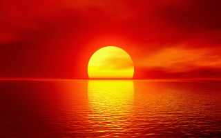 Sunset red sky moon sunburst - orange sun free wallpaper