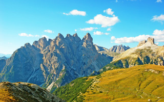 Mountain range clouds animals landscape - coppo di marcovaldo free wallpaper