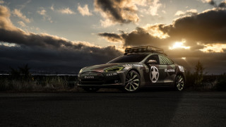 Car surfboard sunset clouds dusk - photoreal free wallpaper