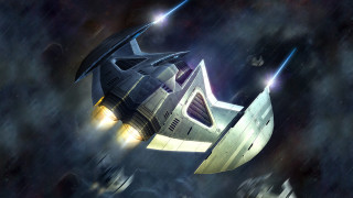 Spacecraft flying night sky stars - a space ship free wallpaper