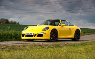 Yellow sports car road grass - a yellow sports car free wallpaper