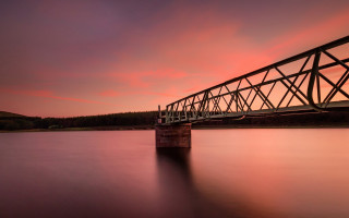 Bridge water sunset pink horizon - alexander johnston free wallpaper