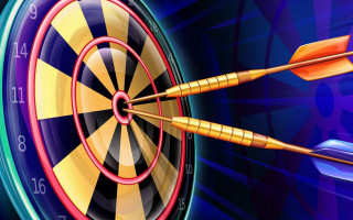 Dartboard center blue background shiny - a red arrow free wallpaper