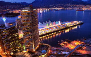 Vancouver bridge cityscape night lights - vancouver school free wallpaper