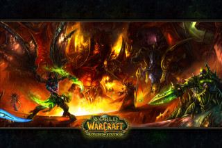 Warcraft characters dark room flames - a banner free wallpaper