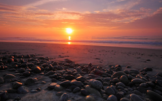 Sunset beach rocks water person - rock and water free wallpaper