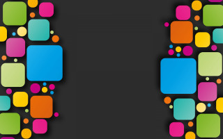 Black background colorful squares bubbles - surreal design free wallpaper for desktop