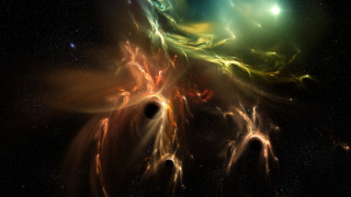 Star cluster blackhole space astronaut - a black hole in the center of the image free wallpaper