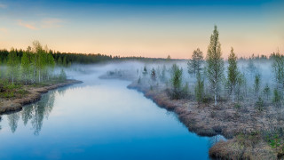 River trees fog sunset magic - arkhip kuindzhi free wallpaper