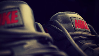 Nike sneakers red patch photorealism - micro free wallpaper