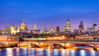 City skyline bridge river night 91 - a bridge and a river in front free wallpaper